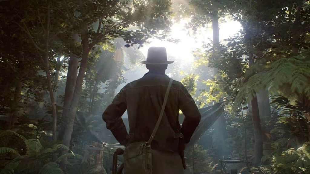 Indiana Jones de costa em Indiana Jones e o Grande Círculo