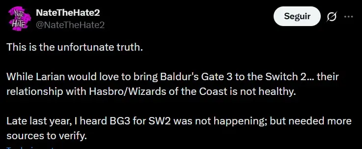 Insider comenta relação da Larian e Hasbro