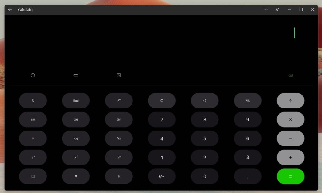 Calculadora do Android cobrindo quase toda a Área de Trabalho