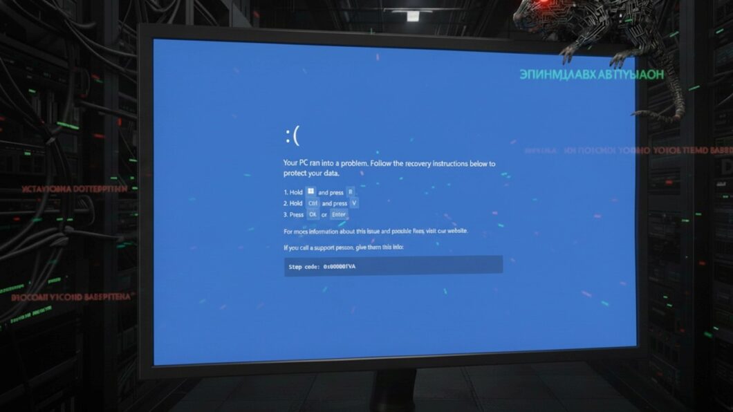 Tela azul falsa do Windows