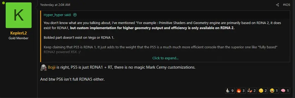 Captura de post de KeplerL2 no NeoGAF