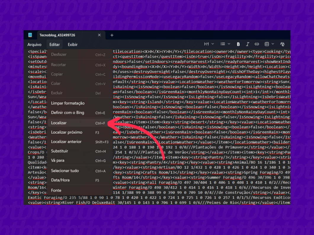 Procurando pela seção de ativação de códigos no bloco de notas (Imagem: Victor Toledo/Tecnoblog)
