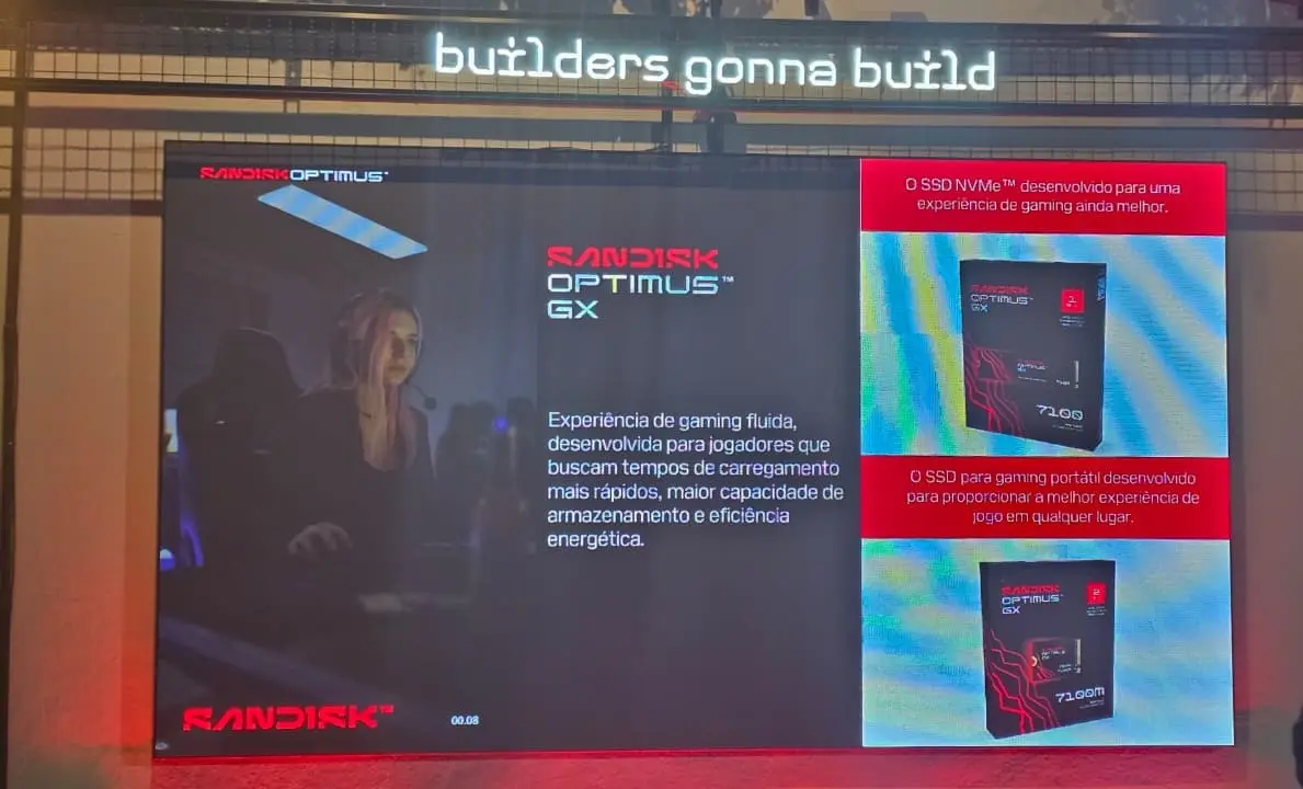 Sandisk Optimus chega ao Brasil com SSDs de até 8 TB e foco em IA, jogos e criação de conteúdo