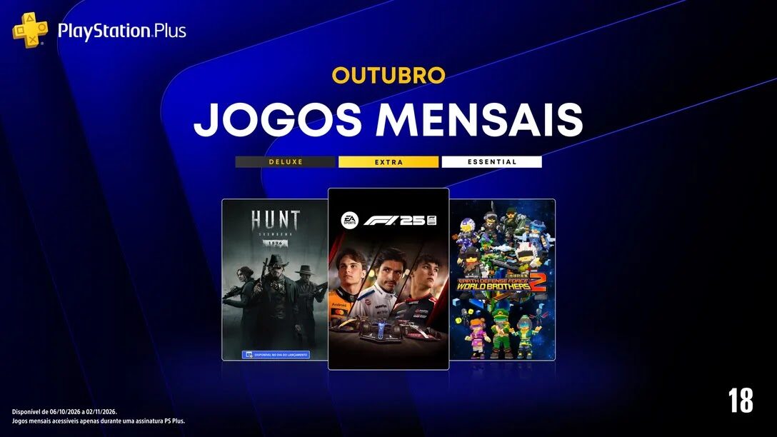 PlayStation Plus: confira os jogos mensais de outubro de 2026